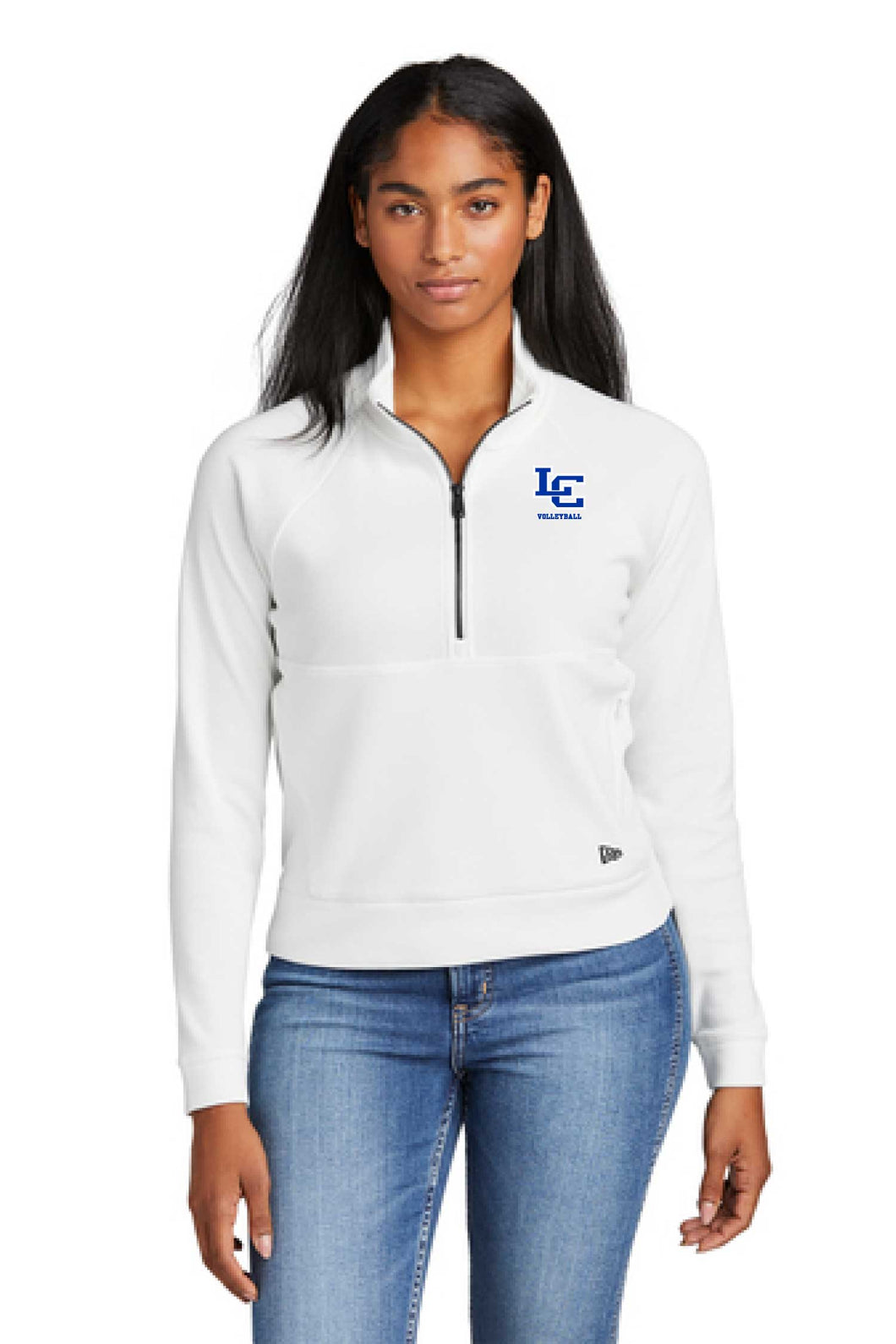Volleyball Embroidery - New Era Ladies STS 1/2-Zip - White