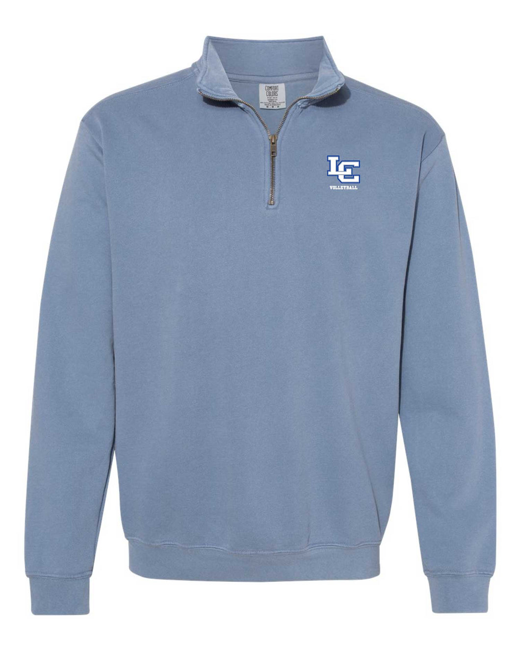 Volleyball Embroidery - Comfort Colors 1/4 Zip Pullover - Flo Blue