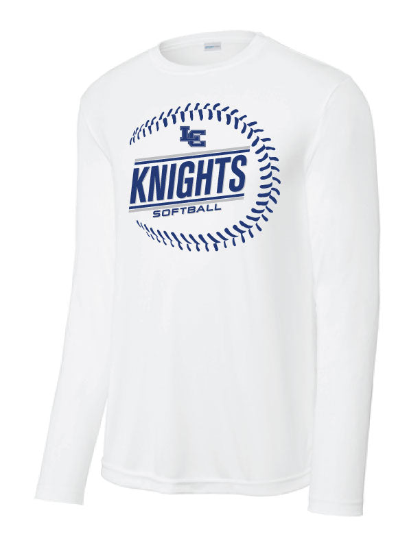 LC Knights Softball - Sport Tek Dry Fit Long Sleeve T-Shirt - White