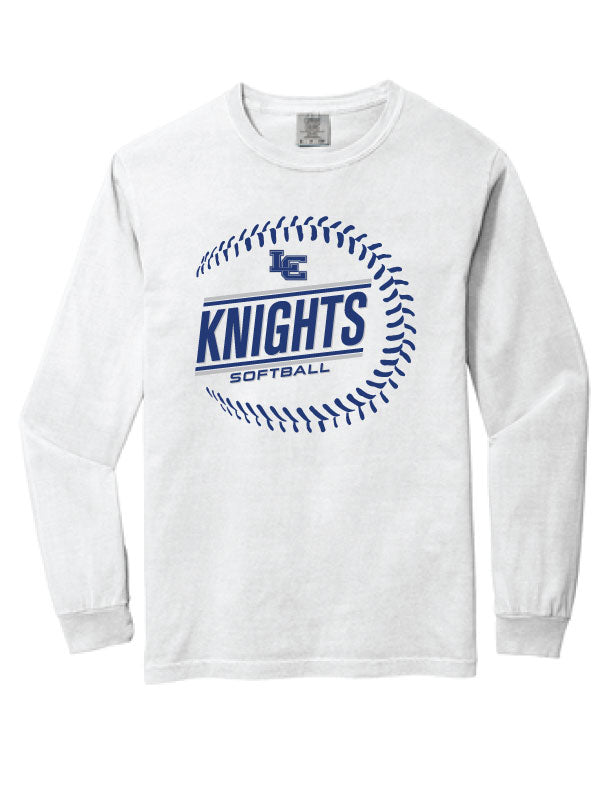 LC Knights Softball - Comfort Colors Long Sleeve Tee - White