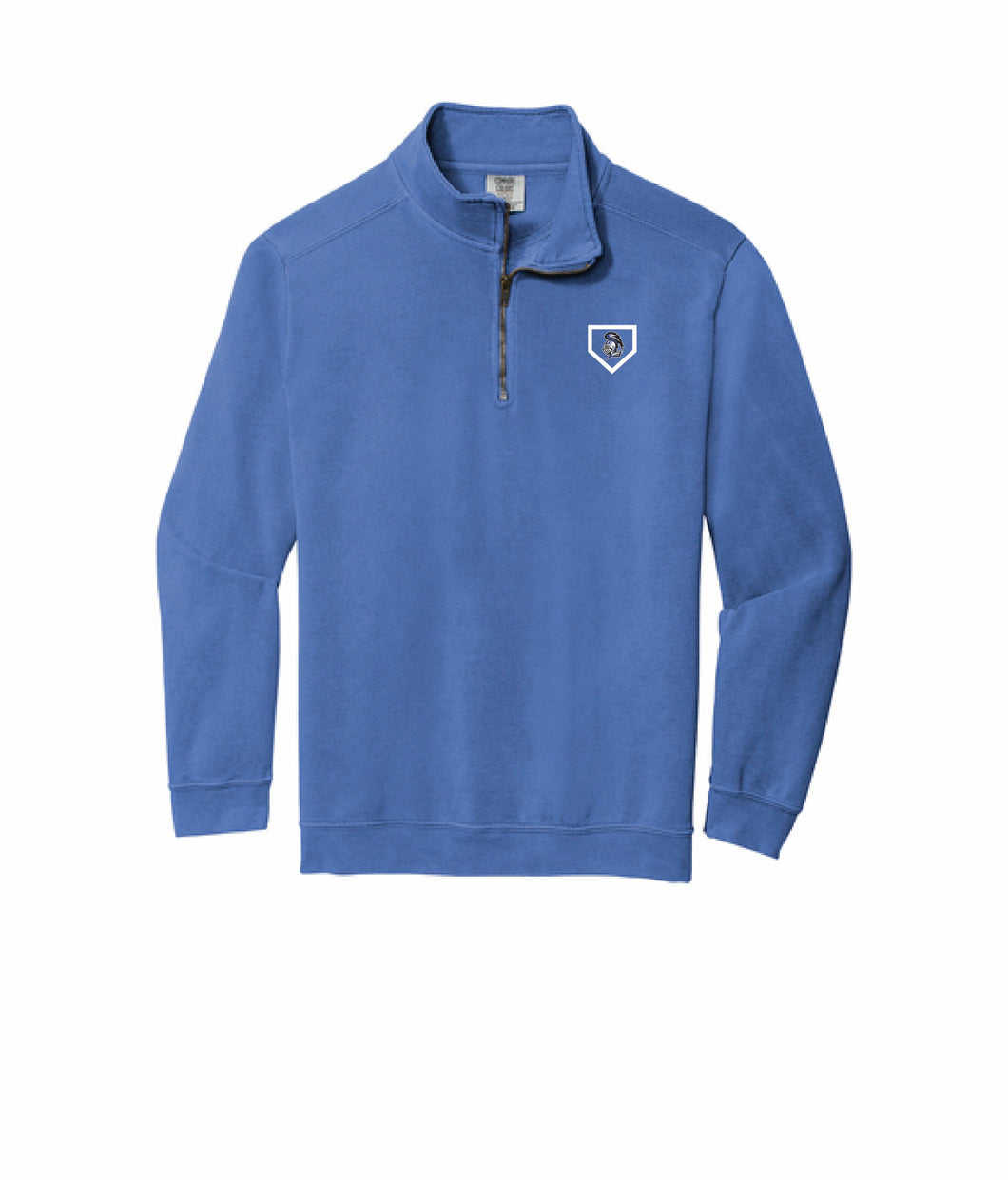 Knight Embroidery - Comfort Colors 1/4 Zip Pullover - Flo Blue - Softball