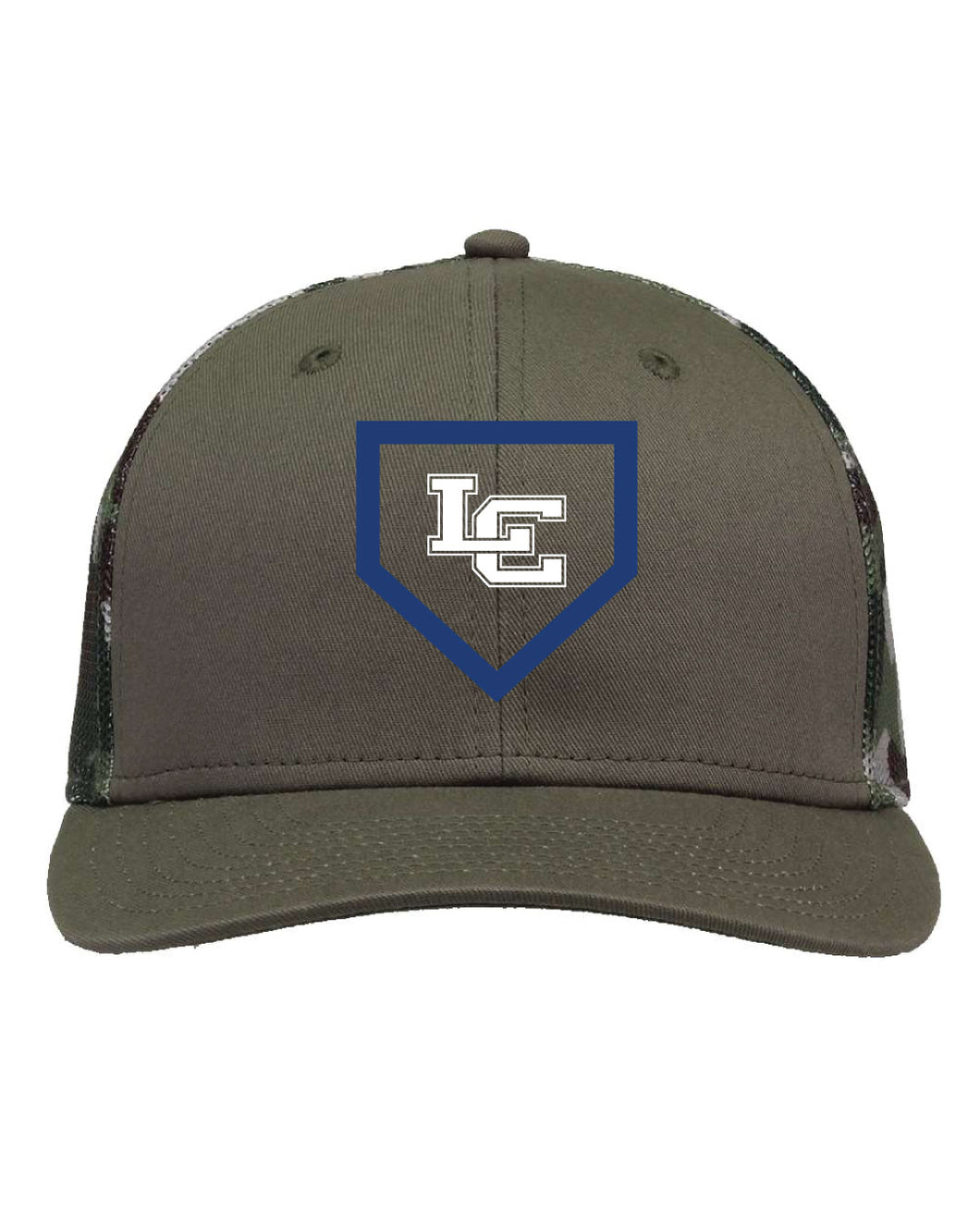 LC Plate Embroidery - Game Camo Trucker Cap - Olive/Camo - Softball